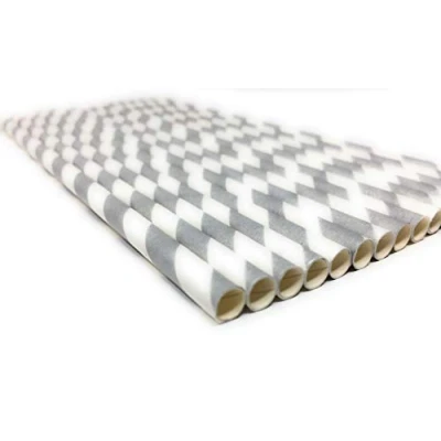 Image of Picture Perfect Party Premium Paper Straws [Pack of 25 Drinking Straws] by (Silver Stripes)