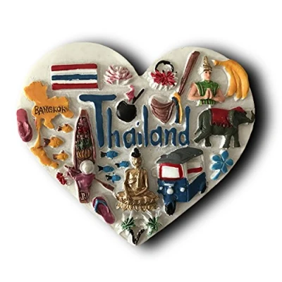 Image of 3D Refrigerator Magnet,Heart shape Thailand Famous Tourist Souvenirs,Resin Craft Fridge Magnet Home &amp; Kitchen Decoration,Promotion Gift