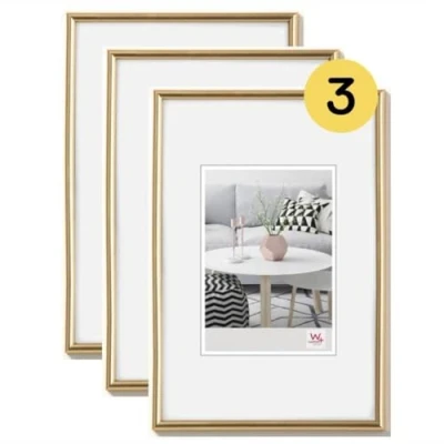 Image of walther Design Picture Frame Gold 20 x 30 cm 3 Pack, Galeria Plastic KG030H3