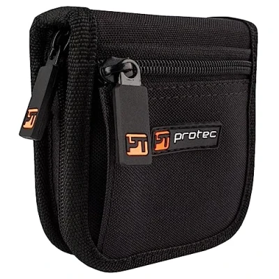 Image of Pro Tec Protec Trumpet/Small Brass Multiple (2 Piece) Nylon Mouthpiece Pouch with Zipper Closure, Model A220ZIP,Black