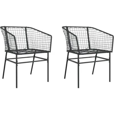 Image of vidaXL Garden Chairs 2 pcs Black Poly Rattan