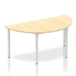 Image of Impulse 1600mm Semi Circle Table Maple Top Silver Box Frame Leg