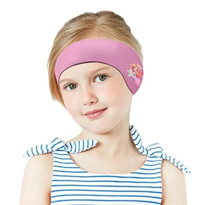 Image of MoKo Swimming Headband for Kids, Cute Cartoon Swim Ear Band Kids Keep Water Out Waterproof Protection Bathing Age 4 17 M Size, Pink &amp; Star Mermaid