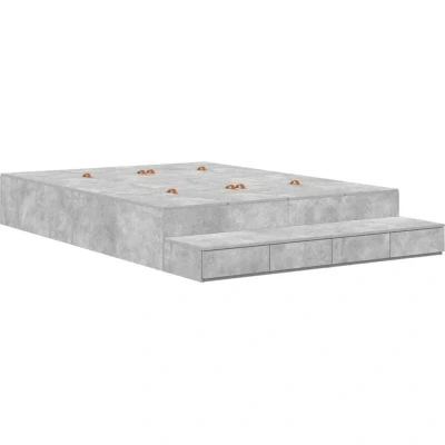 Image of vidaXL Storage Bed Frame Concrete Grey 150x200 cm