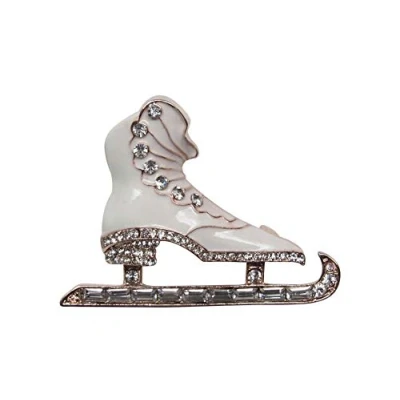Image of Générique Brooch Jewellery Ice Skate Steel and Rhinestone Crystal White