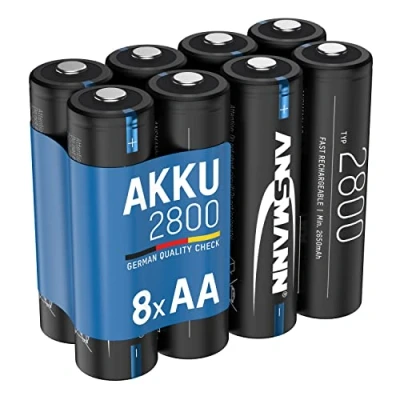Image of ANSMANN battery AA type 2800mAh NiMH 1.2V Mignon batteries rechargeable, high capacity ideal for power requirements such as flashlight, controller (8 pieces)