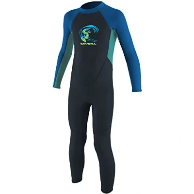 Image of O&#039;Neill Wetsuits Kid&#039;s Toddler Reactor II Back Zip Full Wetsuit, Slate/Light Aqua/Ocean, Size 4