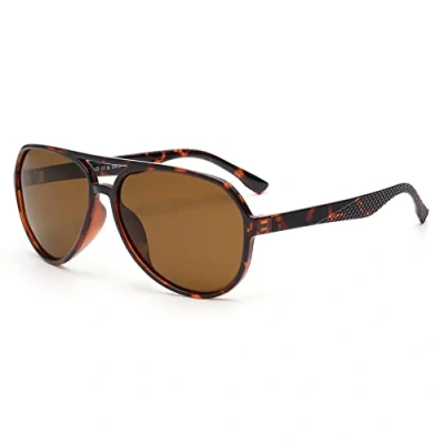 Image of Jim Halo Polarized Sunglasses Men Women, Retro Pilot Shades for Driving Fishing Tortoise/Brown