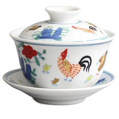 Image of 120ml Jingdezhen Tea Cup Chinese Teaset Rooster GaiWan Archaistic Ceramic Bowl Tureen Set