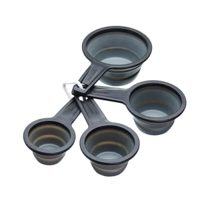 Image of MasterClass Smart Space Non Stick Collapsible Plastic Measuring Cups Black / Grey (Set of 4)