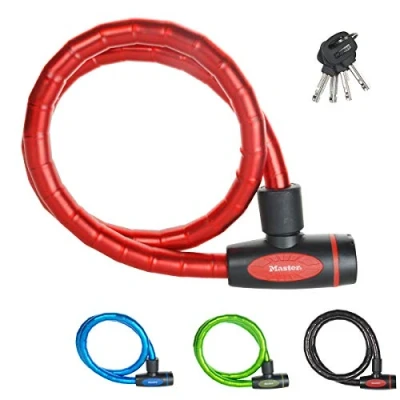 Image of MASTER Lock Bike Cable [Key] [1 m Cable] [Outdoor] 8228EURDPRO Ideal for Bike, Electric Skateboards, Strollers, Lawnmowers and other Outdoor Equipments