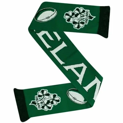 Image of GIFTS 4 ALL Ireland Rugby Fans Scarf, Souvenir Match Day Supporters Irish Scarf