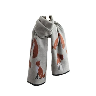 Image of Women Ladies Luxurious Cashmere Feel 200cm x 65cm Fox Print Large Scarf Shawl Stole Wrap (Khaki)