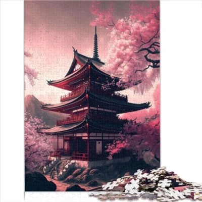 Image of Jigsaw Puzzles For Japanese Temple Adults 1000 Pieces Recycled Cardboard Puzzle Enjoy Games 1000pcs（26x38cm）