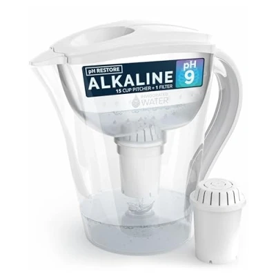 Image of Invigorated Water Alkaline Filter Jug Long Life Filtration System Purifies and Restores pH Balance Living with Pitcher Fluoride 3.5L