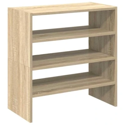 Image of vidaXL Stackable Shoe Rack Units Engineered Wood, Sonoma Oak, Space Saving Organizers, 2 Pieces, 60x30x30.5 cm, Modern Storage Solution for Entryways &amp; Bedrooms