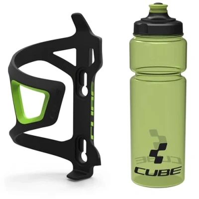 Image of Cube HPP Right Side Loading Cage Black &amp; Icon Bottle Green, 750ml / Lightweight Bicycle Cycling Cycle Bike MTB Mountain Road Water Drink Flask Bidon Bracket Mount Holder HPA Set Accessories