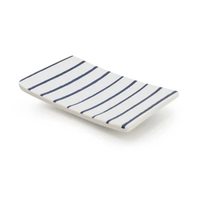 Image of Carousel Home Harbour Stripe Ceramic Soap Dish Nautical Bathroom Kitchen Storage Holder Tray Decorative Hand Accessory