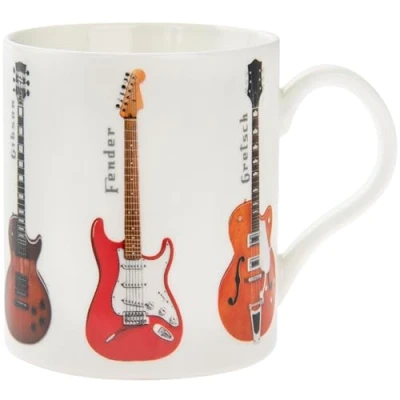Image of My Music Gifts Leonardo Collection Boxed Bone China Classic Guitar Mug,White