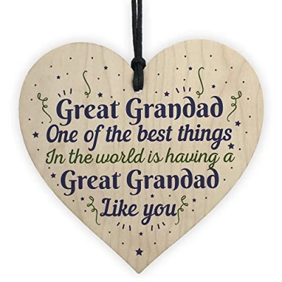 Image of RED OCEAN Great Grandad Grandfather Gift Handmade Wooden Heart Plaque Keepsake For Christmas Birthday