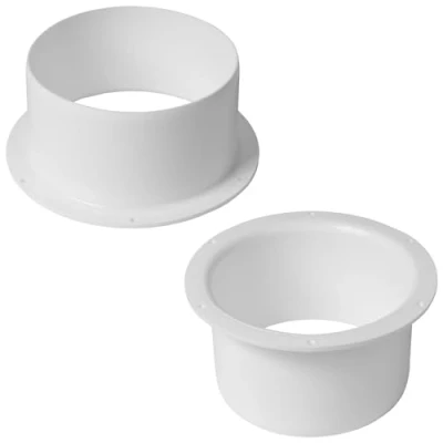 Image of 5&quot; Inch Pack of 2 Duct Connector Flange Plastic Straight Pipe for Heating Cooling Ventilation System Ducting Coupling Wall Plate Assembly Joint Set (125 mm)