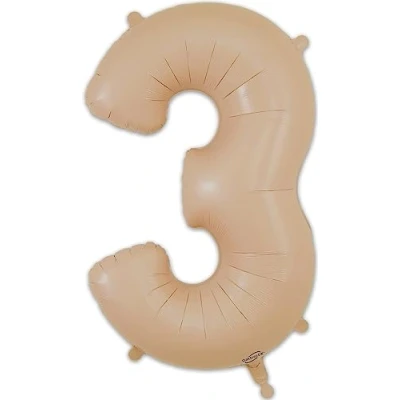 Image of Oaktree UK 34&quot; Matte Nude Number 3 Foil Balloon