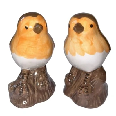 Image of Robin Ceramic Salt &amp; Pepper Shaker Cruet Set Novelty Animal Lover Gift, Boxed Robins Desgin 5610