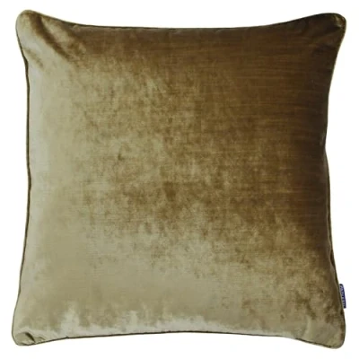Image of Paoletti Luxe Velvet Piped Feather Rich Filled Cushion, 55 x 55cm, Rust