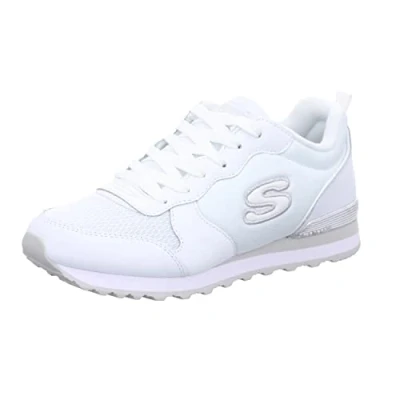 Image of Skechers OG 85 Trainers, Women&#039;s, Size: 5, White/silver Leather and textile