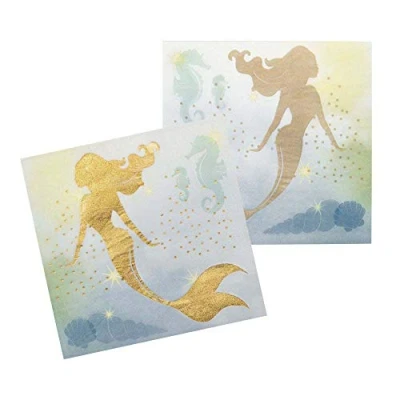 Image of Boland 10201512 Bol51006 Napkins Mermaid Lagoon Paper Pack of 12, Adult, Multi Coloured