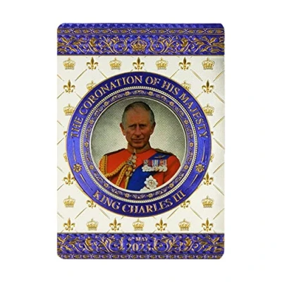Image of Elgate King Charles III Coronation Foil Stamped Magnet Commemorative Memorabilia Souvenirs Gift Home Deco (By LILAJ),8.5X6 cm