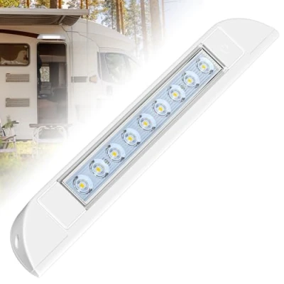 Image of TrustWheel 12V LED Caravan Awning Porch Lights IP67 Waterproof 4W 6000K 550lm for Camper Van Motorhome Exterior Door Strip Lamp with Touch Switch, DC12 24V Accessories