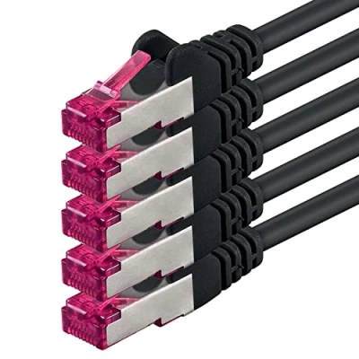 Image of 1aTTack.de 1m CAT6a Network cable black 5 pieces CAT 6a S FTP double shielded PIMF 500MHz