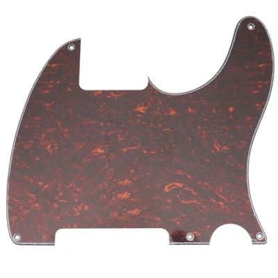 Image of Musiclily 5 Hole Tele Pickguard Blank for Fender USA/Mexican Telecaster Esquire Guitar, 4Ply Red Tortoise