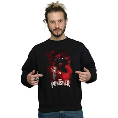 Image of Marvel Men&#039;s The Punisher TV Series Red Smoke Sweatshirt Black Large