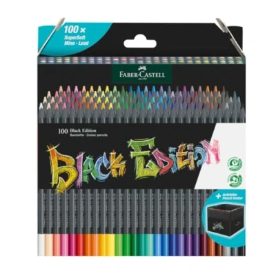 Image of Faber Castell Black Edition Colour Pencils, Cardboard Wallet of 100