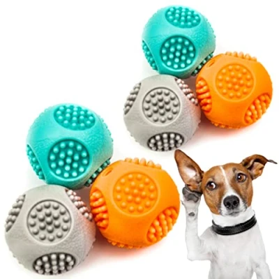 Image of Petopedia 6 X 6.5cm Rubber Dog Balls Durable Squeaky Toys Spike Ball Bouncing Textured Interactive for Boredom Strong dogs (6.5cm (Pack of 6), Balls)
