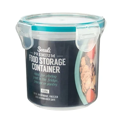 Image of MantraRaj Premium 2X 450ml Round Food Storage Container Clip Lock Kitchen Handy Suitable for baking supplies, cheerios, oats, pasta, cereal, rice, flour, sugar, coffee, tea, snacks