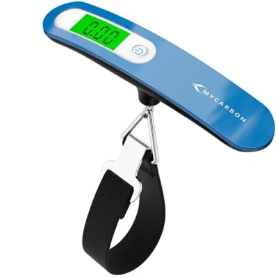 Image of MYCARBON Luggage Scale Portable Digital Weight for Travel Suitcase with Tare Function 110 Lb/ 50Kg Capacity (Blue)