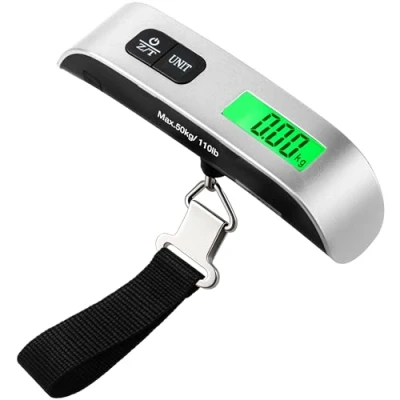 Image of LUGG Digital Luggage Scale (50kg/110lbs Capacity), Portable Suitcase Weighing Scales, LCD Display, kg/lbs Conversion &amp; Auto Shut Off, Overweight Indicator, Battery Included, Lightweight Travel Scales