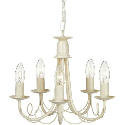 Image of Minster 5 Light Chandelier Ivory, Gold Finish, E14