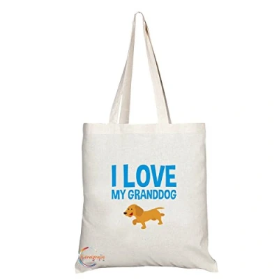 Image of Coralgraph Inc TB026 I LOVE MY GRANDDOG Novelty Present Gift Printed Eco Friendly Stylish Long Handled Tote Shoulder Bag