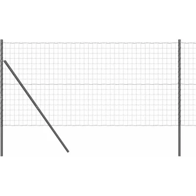 Image of vidaXL Euro Fence with 13 Posts 1.2x25 m Galvanised Steel Grey