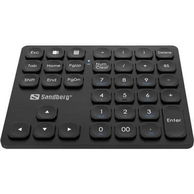 Image of Sandberg Wireless Numeric Keypad Pro Portable Numpad with Low Noise Keys Plug &amp; Play Rechargeable Bluetooth Keyboard For Office Home Work Studying Windows
