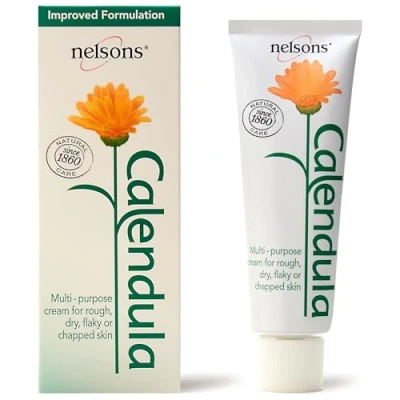 Image of Nelsons Calendula Cream (50ml), Gentle Moisturiser For Face Hands Body, Soothing and Hydrating Dry, Rough Skin, Non Greasy, Paraben &amp; Fragrance Free, Uses (Marigold) Plant Extracts