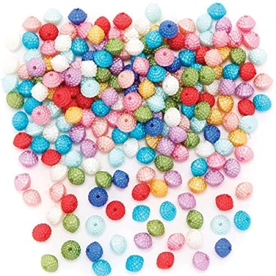Image of Baker Ross FE339 Pearlised Pom Beads Pack of 250, Multi Coloured Embellishments for Children&#039;s Jewellery Making, Arts Crafts and Crafting Activities
