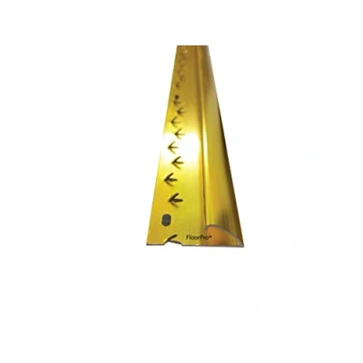 Image of Carpet to Vinyl/Lino Threshold Strip Flooring or Doorway Trim Metal Plate Doorbar Single Edge Gold Colour