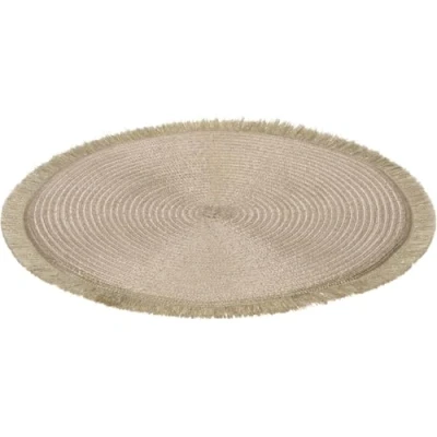 Image of Carousel Home Champagne Gold Placemat Round Woven Shimmer Table Kitchen Dining Place Mat 35cm