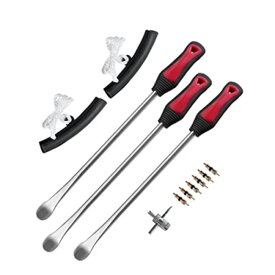 Image of ROTATION Tire Lever Iron Tool Kit, 14.5 inch (380mm) Steel, Professional Changing Tools for Motorcycle, Dirt Bike, Lawn Mower 3 Piece Set