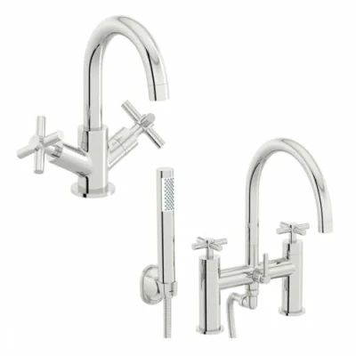 Image of Mode Tate Basin and Bath Shower Mixer tap Pack Chrome Set, Round &amp; Sets, Bathroom taps Reliable